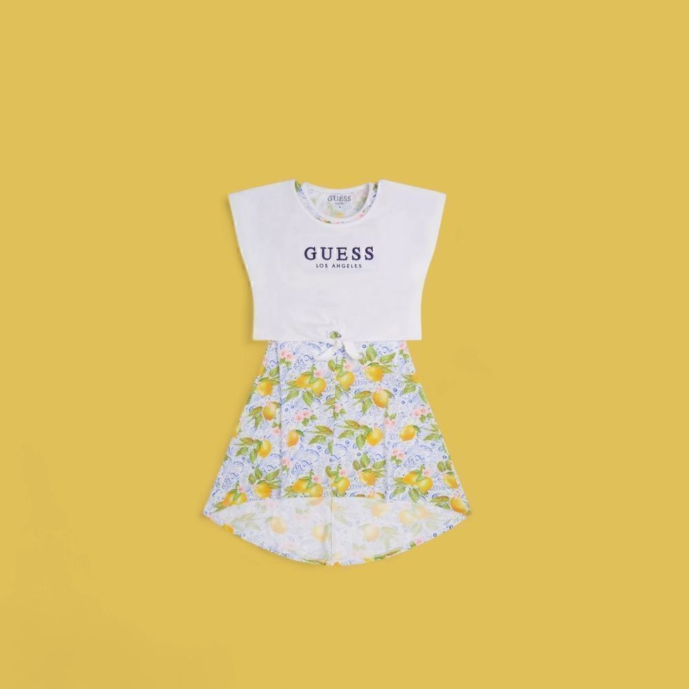 Guess Girls Size 10 Tie Shirt Dress Combo NWT Lemon theme 🍋